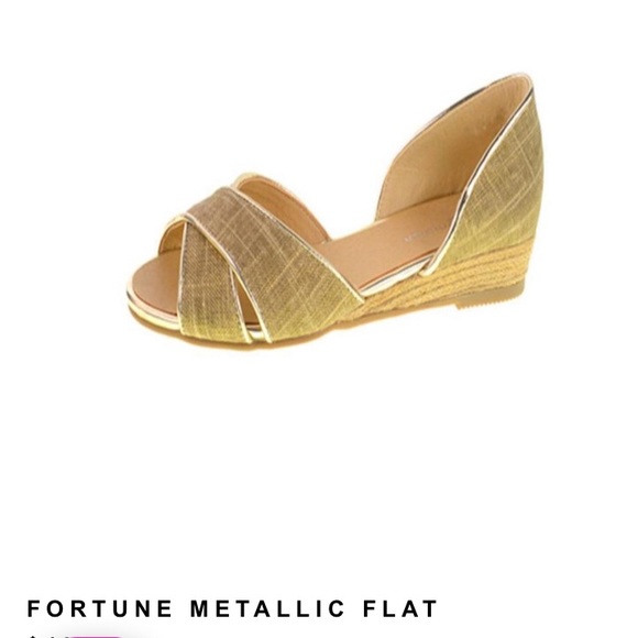 Chinese laundry open toe flat metallic trim sz 8.5 - Picture 2 of 7